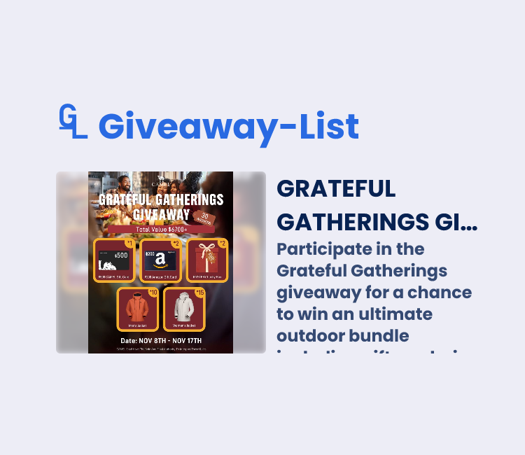 GRATEFUL GATHERINGS GIVEAWAY - Gleam Giveaway