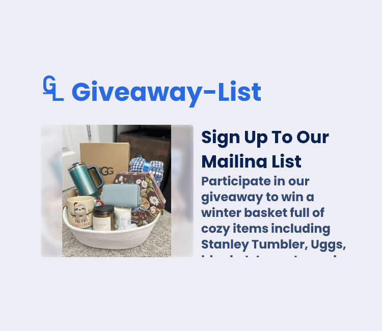 Sign Up To Our Mailing List - Gleam Giveaway