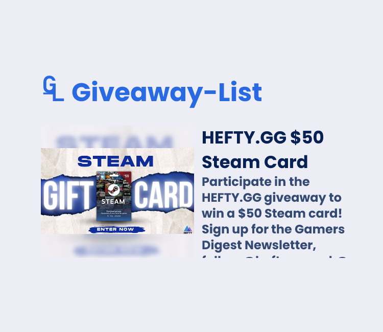 HEFTY.GG $50 Steam Card - Gleam Giveaway