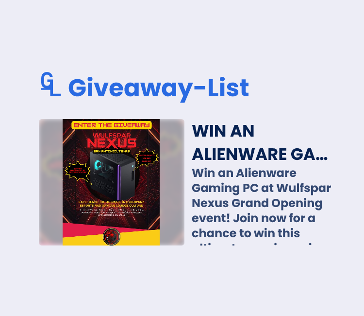 WIN AN ALIENWARE GAMING PC – WULFSPAR NEXUS GRAND OPENING - Gleam Giveaway
