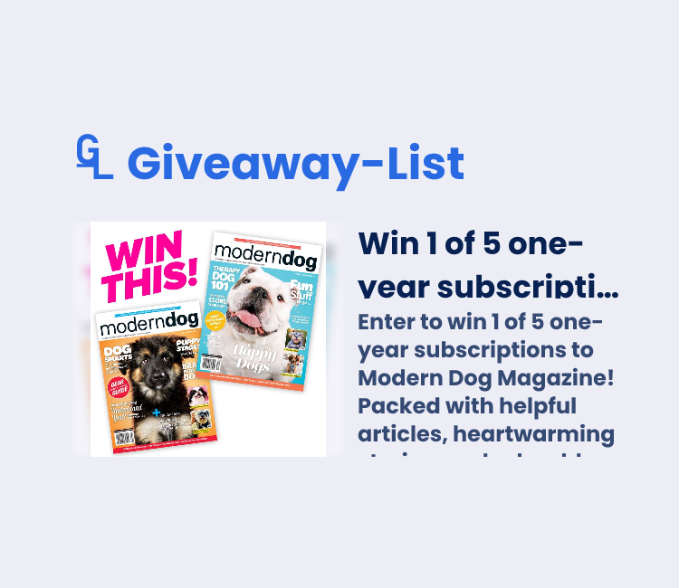 Win 1 of 5 one-year subscriptions to Modern Dog Magazine! - Gleam Giveaway