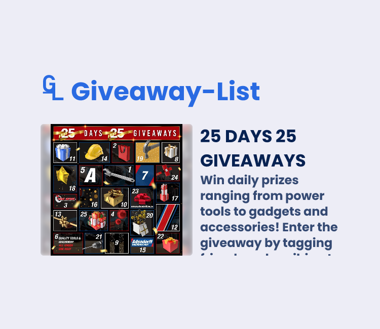 25 DAYS 25 GIVEAWAYS - Gleam Giveaway