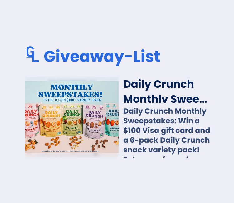 Daily Crunch Monthly Sweepstakes - Gleam Giveaway