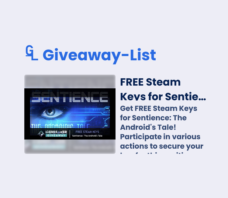 FREE Steam Keys for Sentience: The Android's Tale - Gleam Giveaway